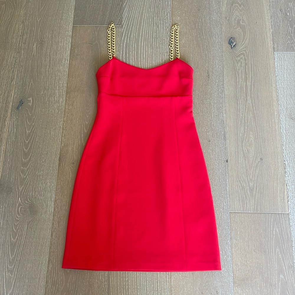 Michael Kors Red Mini Dress with Gold Straps